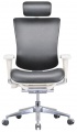Кресло директора Leather Черная кожа/серый пластик