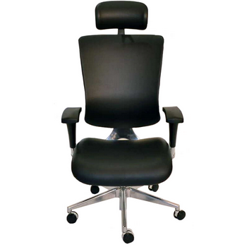 Кресло директора Leather Черная кожа/черный пластик