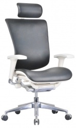 Кресло директора «Leather Черная кожа/серый пластик»
